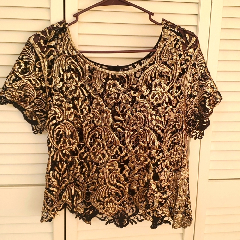 Lace gold overlay blouse